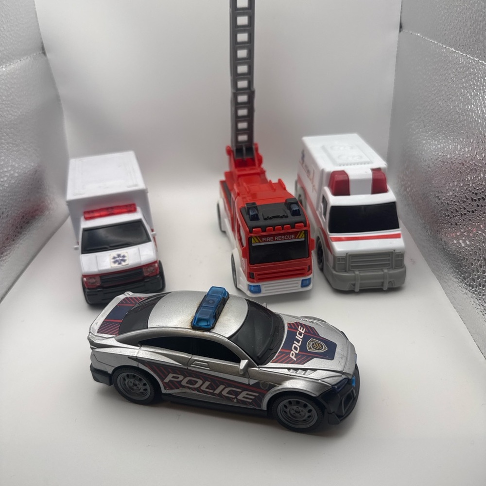 Police Emergency Vehicle Toy Set - Silver, Red, Blue